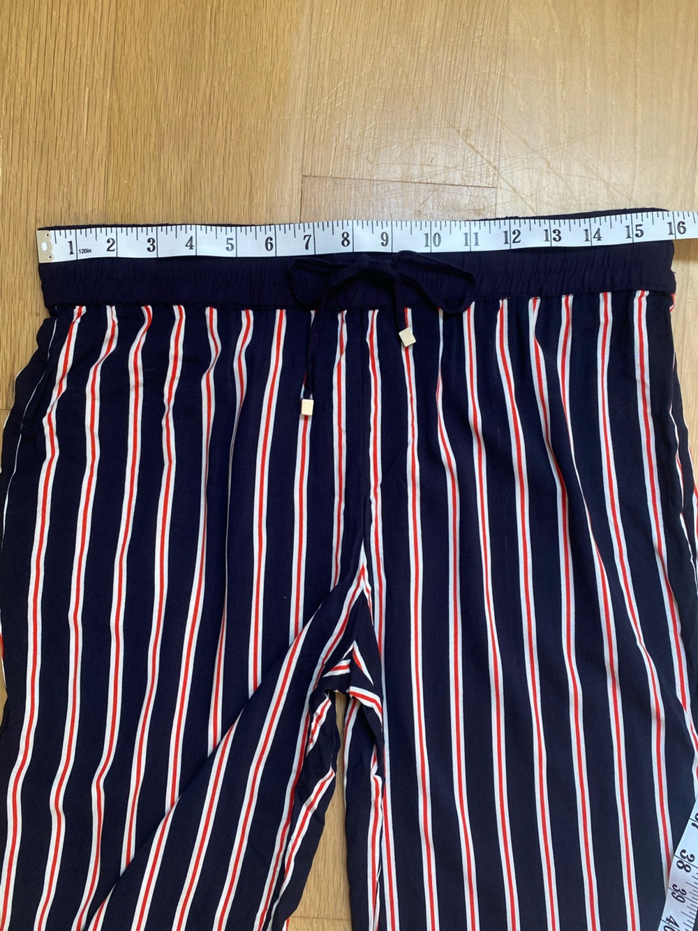 Cynthia Rowley Classic Striped Wide Leg Pants Nautical Dark Navy Red White Large - Picture 7 of 11